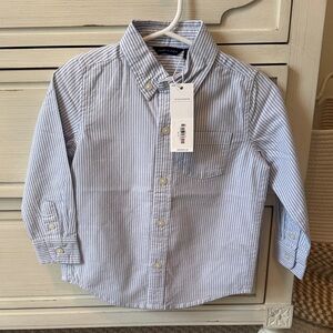 Janie and Jack Blue and White Striped Button-Down Shirt
